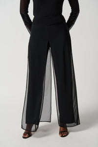 Shop Silky Knit Overlay Wide Leg Pull On Pants Style 234010 | Black - Joseph Ribkoff