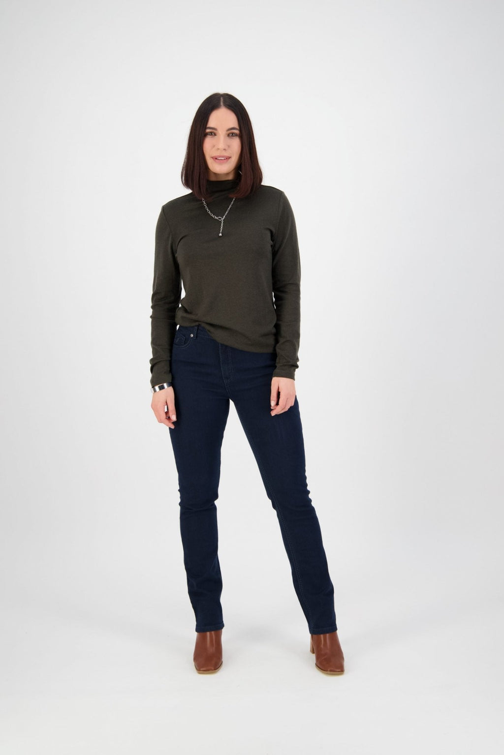 Shop Slim Leg Full Length Top Stitch Jean in Indigo - Vassalli
