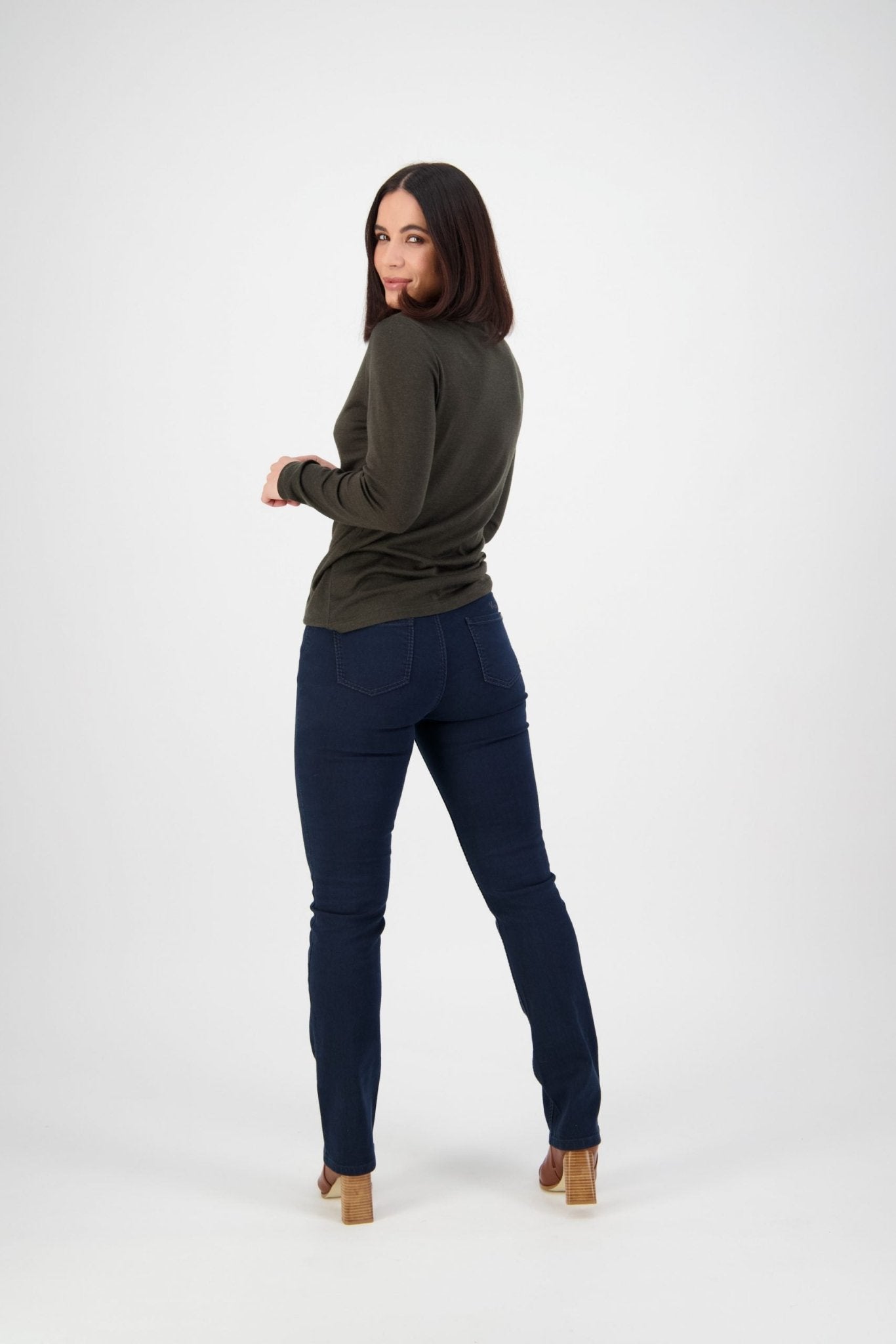 Shop Slim Leg Full Length Top Stitch Jean in Indigo - Vassalli