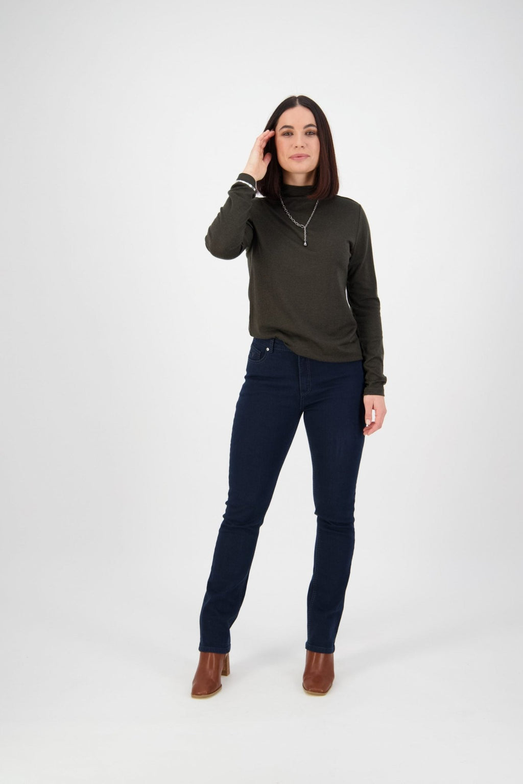 Shop Slim Leg Full Length Top Stitch Jean in Indigo - Vassalli