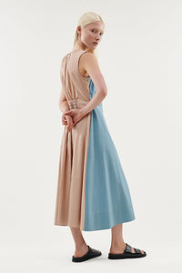 Shop Spliced Tys Dress in Myrtle Green / Ivy Blue / Paled Bark by Layer'd - Layer'd