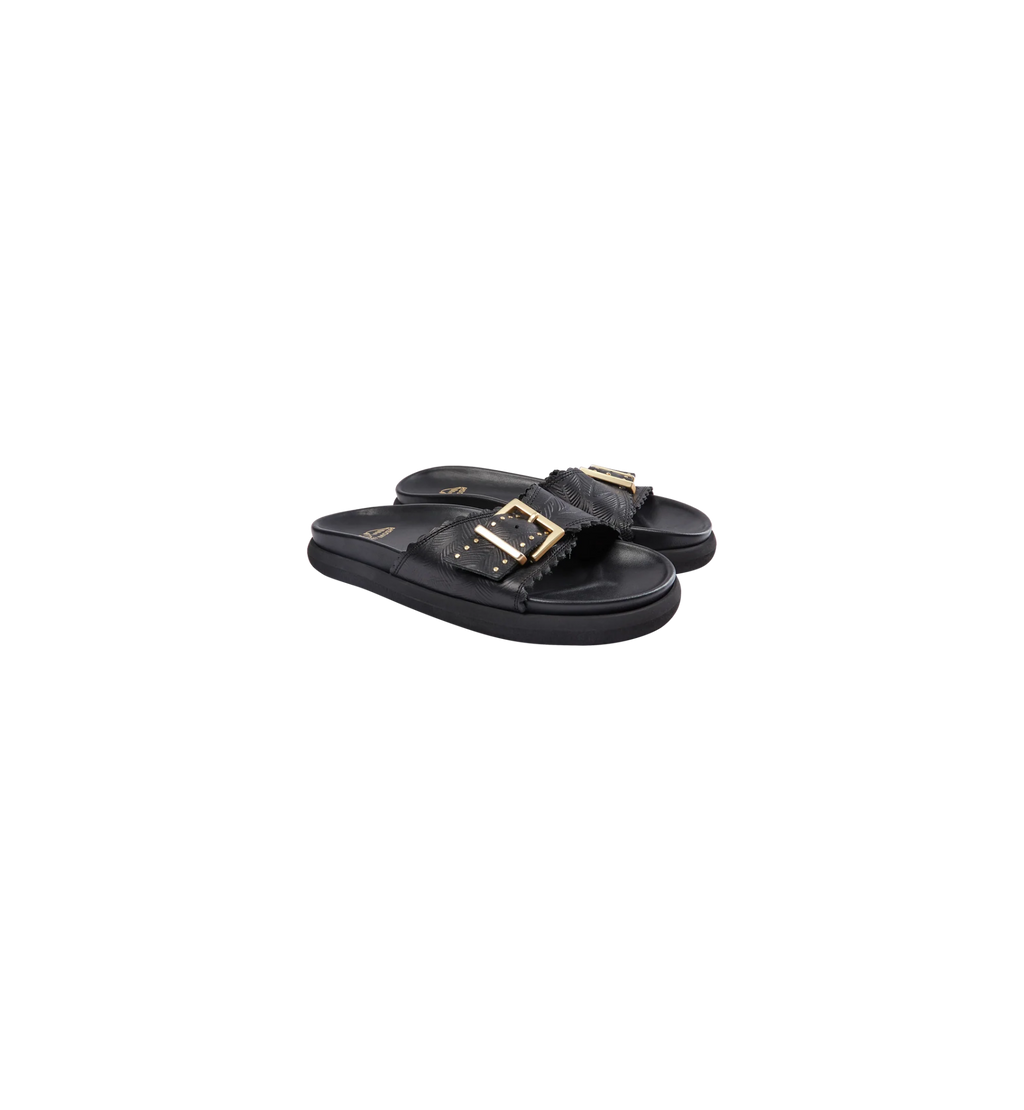 Shop St Tropez Leather Sandal | Black - Mos Mosh