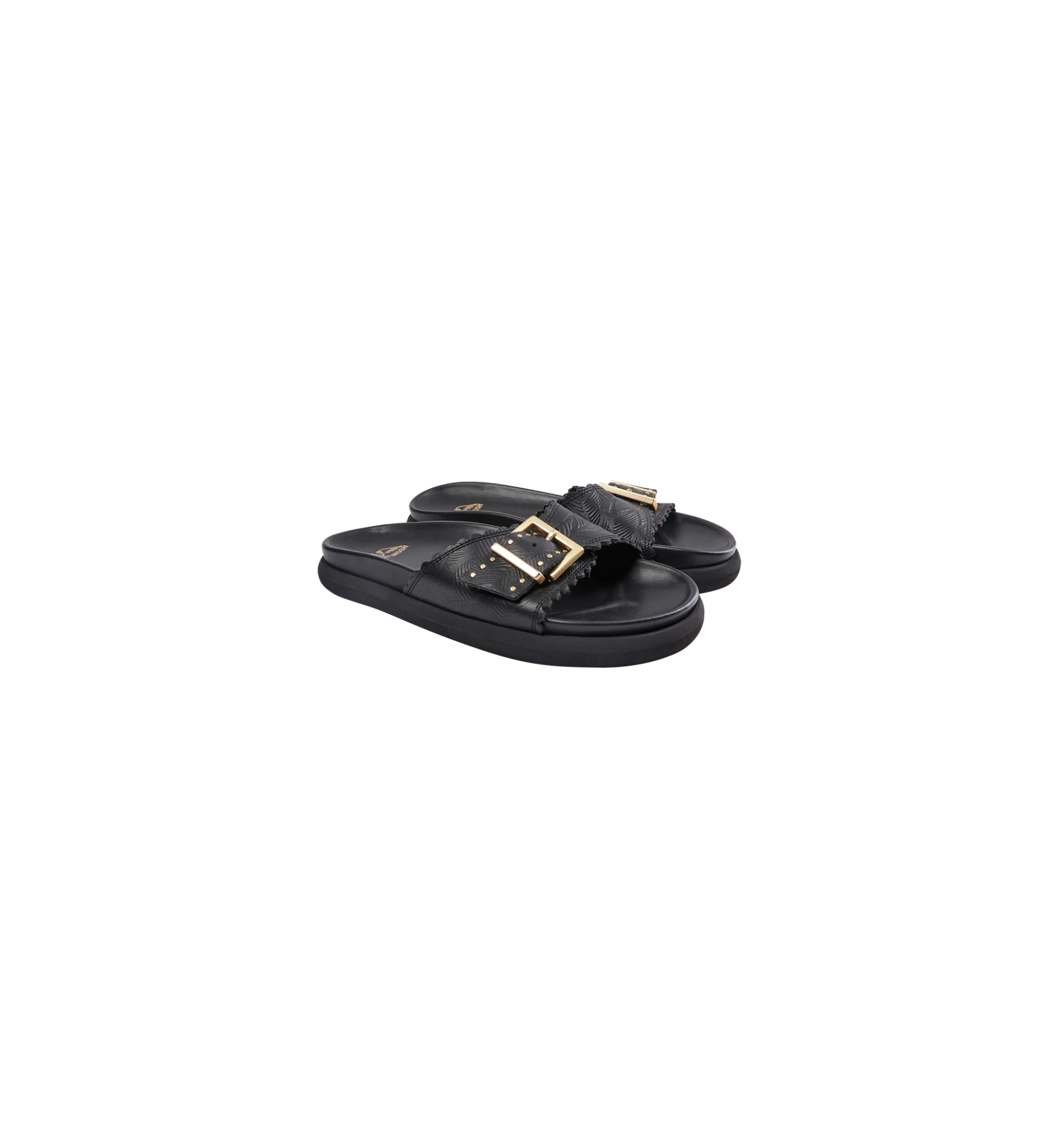 Shop St Tropez Leather Sandal | Black - Mos Mosh