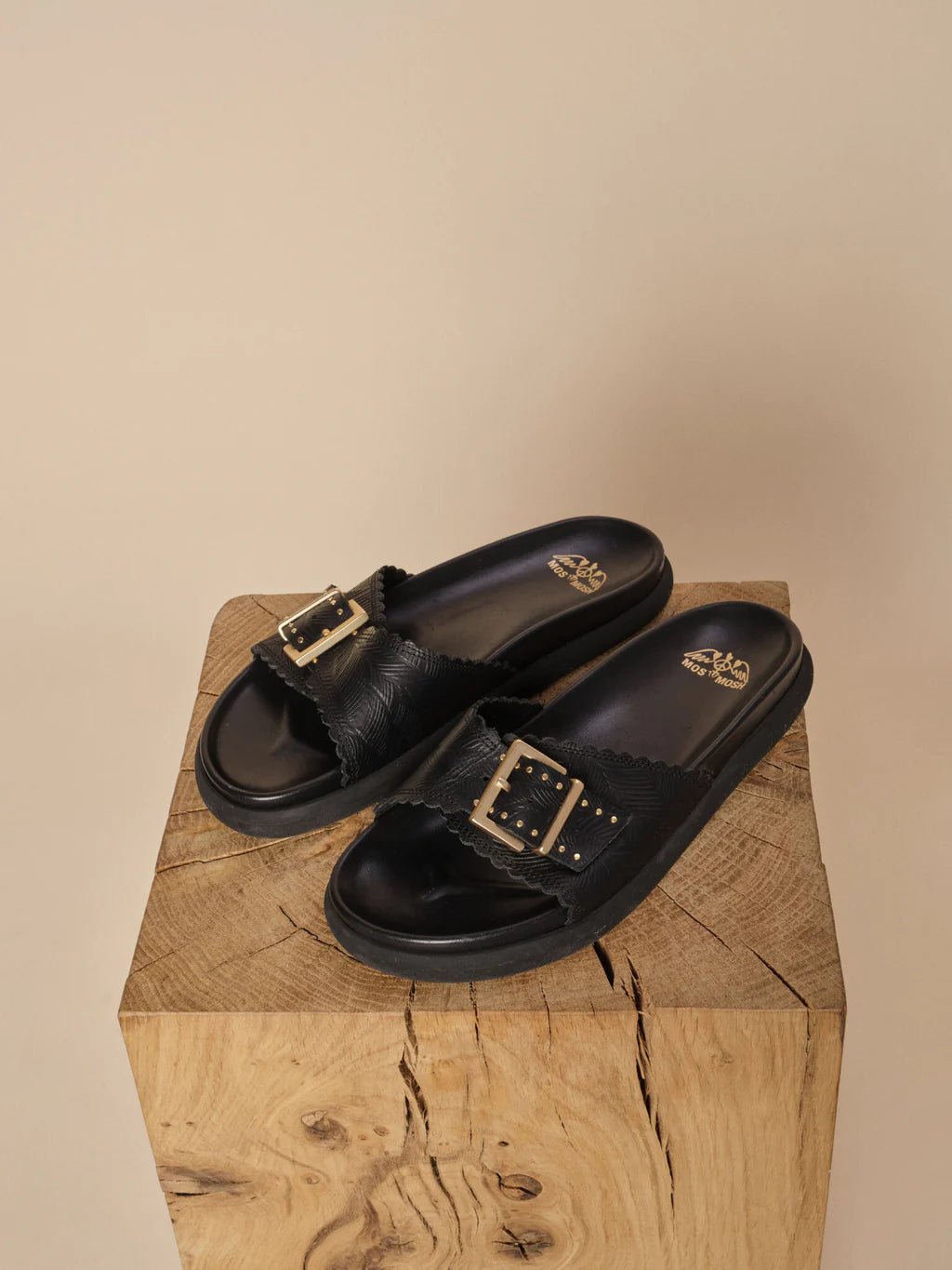 Shop St Tropez Leather Sandal | Black - Mos Mosh