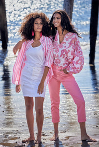 Shop Stripe Cotton Shirt | Hibiscus Pink/White - Monari