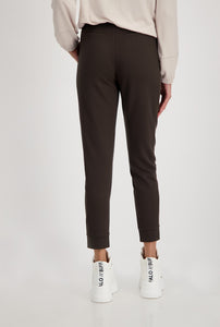 Shop Structured Jersey Rib Jogger Style Pants | Chocolate - Monari