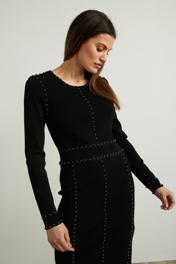 Shop Stud Detail Black Dress Style 213974 - Joseph Ribkoff