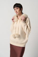 Joseph Ribkoff Faux Fur Hood Sweater