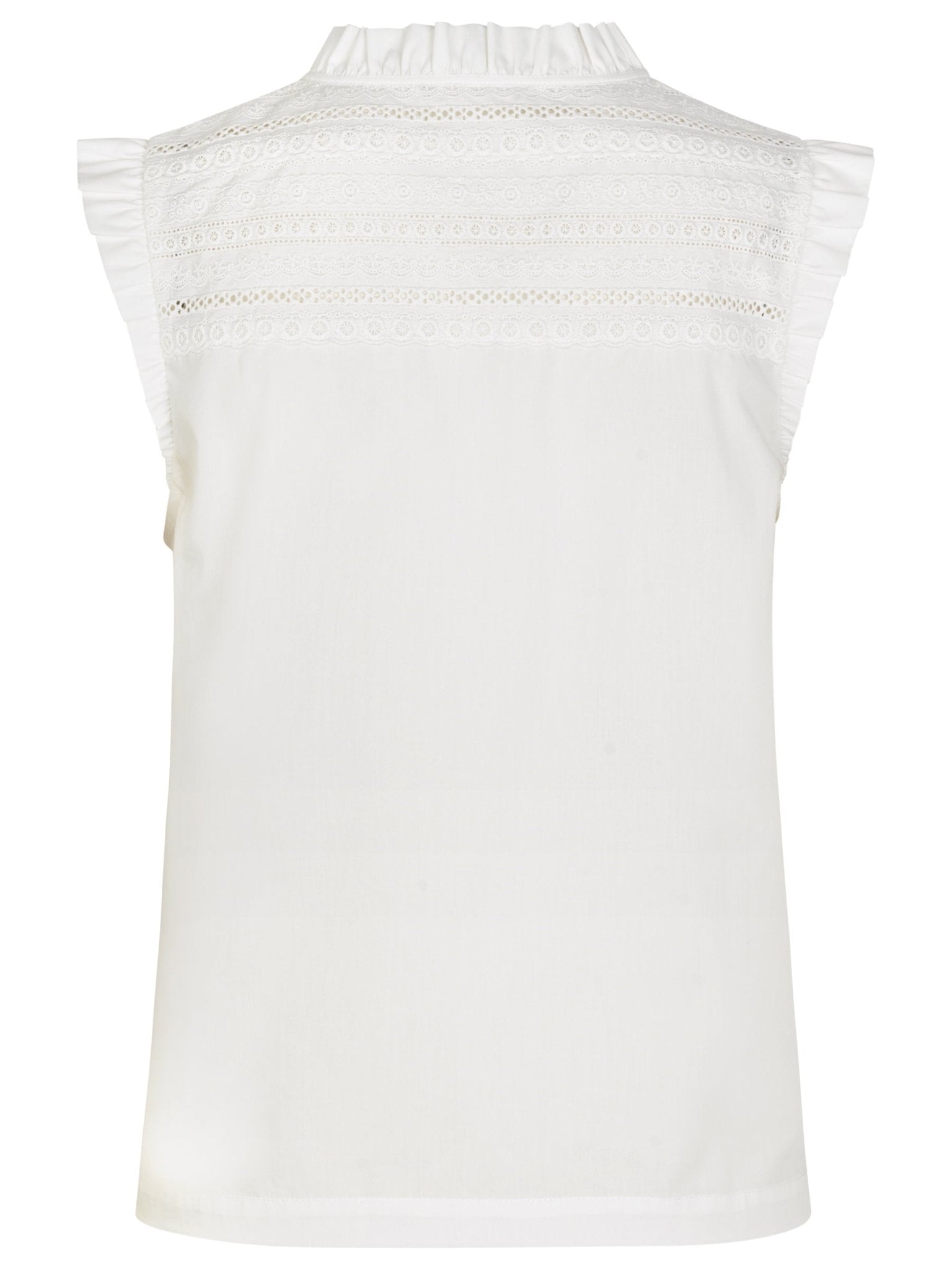 Shop Tie Neck Sleeveless Top in White Organic Cotton - Rosemunde