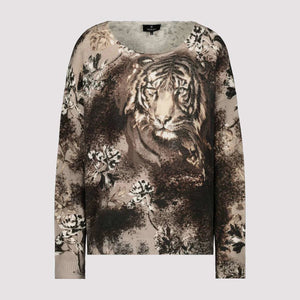 Shop Tiger Print Embellished Sweater | Espresso - Monari