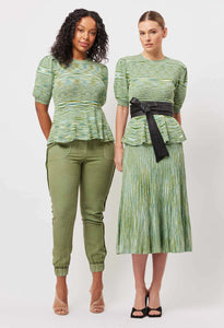 Shop Transit Peplum Knit Top │ Jade Space-Dyed - ONCEWAS