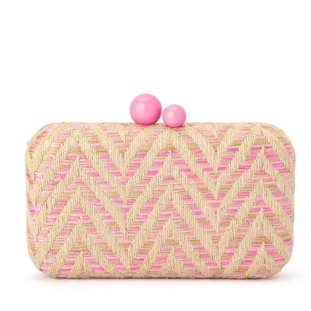 Shop Valeria Chevron Clutch | Pink - Olga Berg