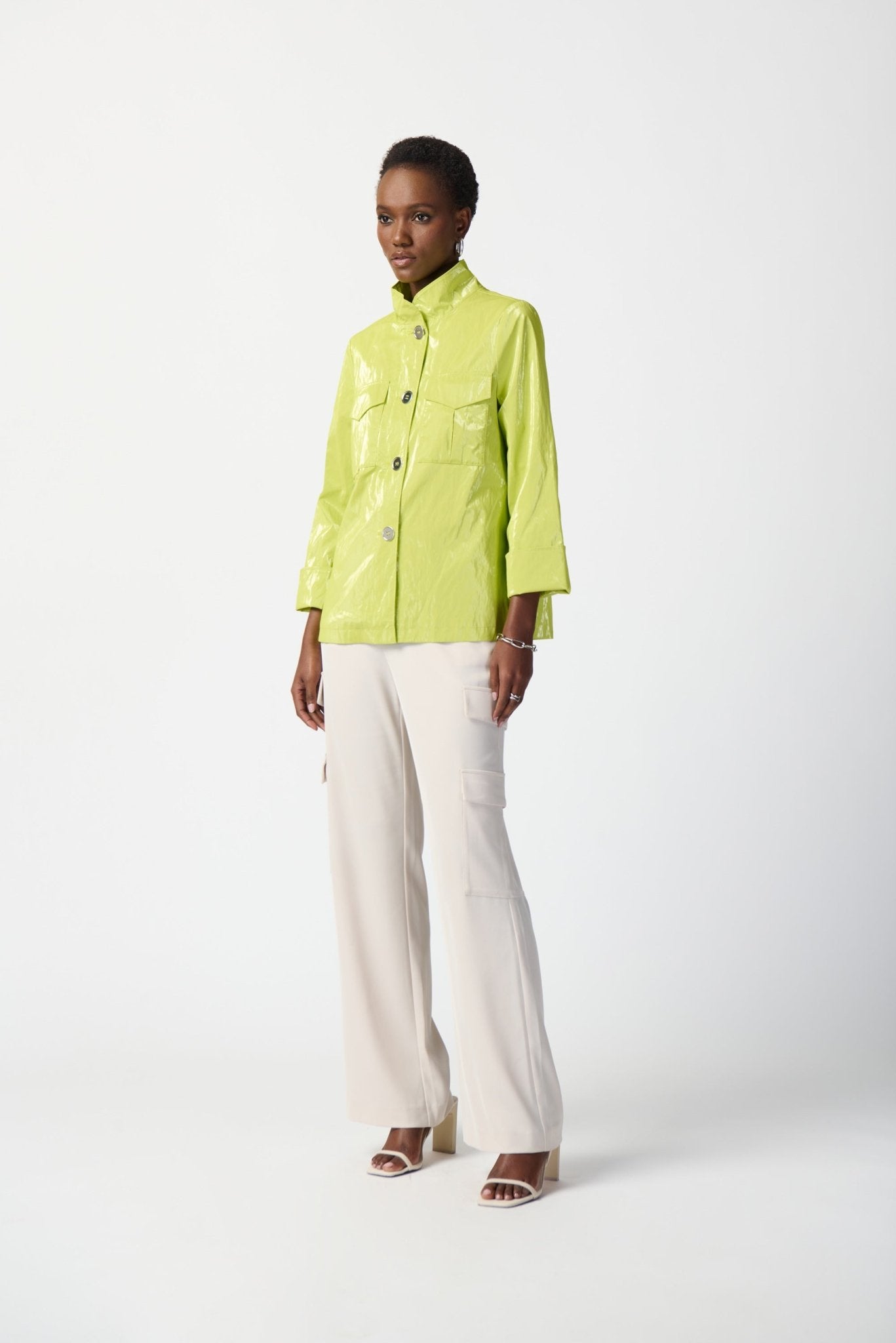 Shop Water-Resistant Novelty Boxy Jacket Style 241925 | Key Lime - Joseph Ribkoff
