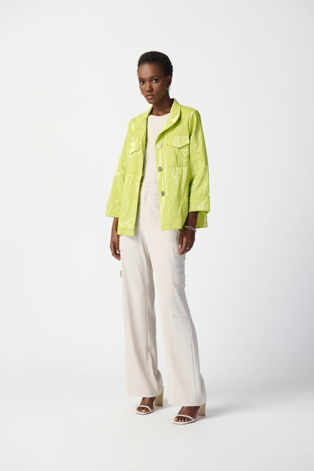 Shop Water-Resistant Novelty Boxy Jacket Style 241925 | Key Lime - Joseph Ribkoff