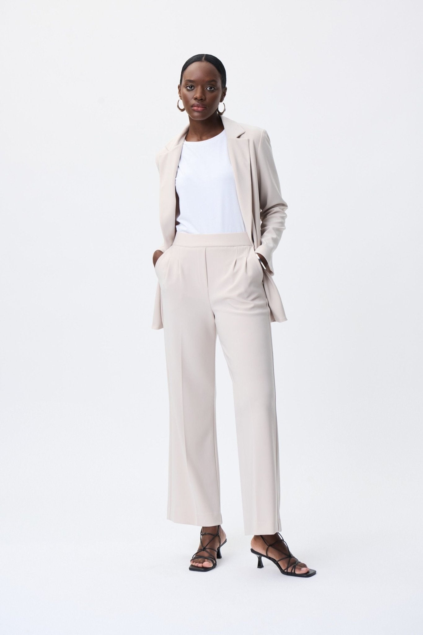 Shop Wide Leg Pleated Pants Style 231136 in Moonstone by Joseph Ribkoff - Joseph Ribkoff