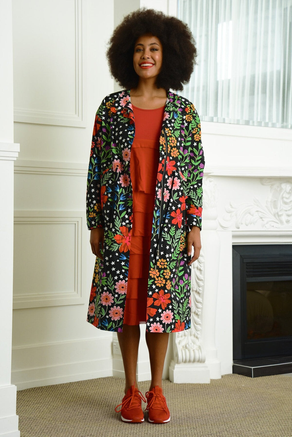 Shop You Can't Parker Here Coat | Flowers - Trelise Cooper