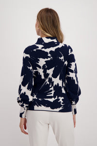 Shop Zip Up Jacquard Sweater | Night Sky - Monari
